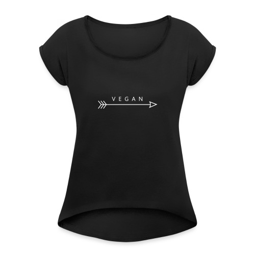 Vegan - pil - T-shirt med upprullade ärmar dam