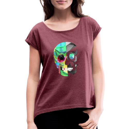 Harte Zeiten - Skull simple - Frauen T-Shirt mit gerollten Ärmeln