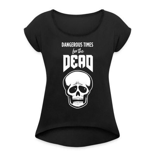DT4TD skull wit - Vrouwen T-shirt met opgerolde mouwen