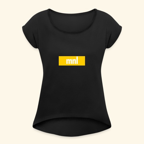 mnl Box Logo. - Frauen T-Shirt mit gerollten Ärmeln