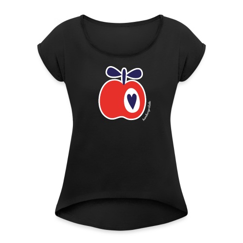 Simply Apples rot - Frauen T-Shirt mit gerollten Ärmeln