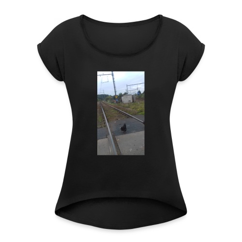 Suicidal chicken - Vrouwen T-shirt met opgerolde mouwen