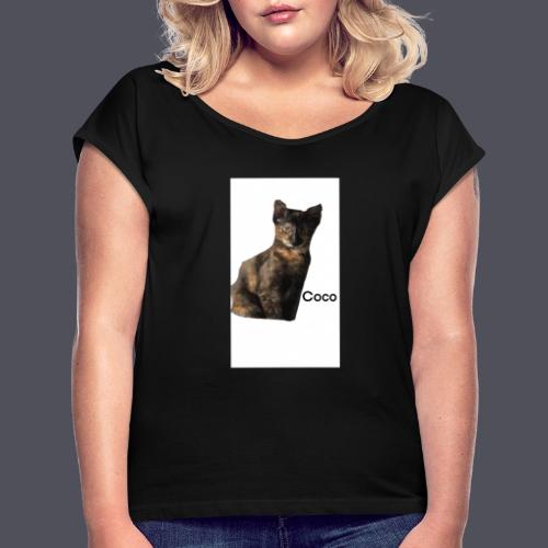 Coco the Kitten and inspirational quote Combined - Women's T-Shirt with rolled up sleeves