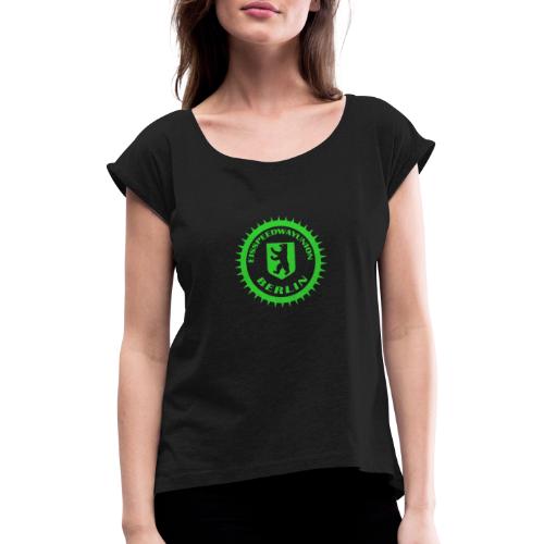 Eisspeedwayunion Logo grün zweiseitig - Frauen T-Shirt mit gerollten Ärmeln