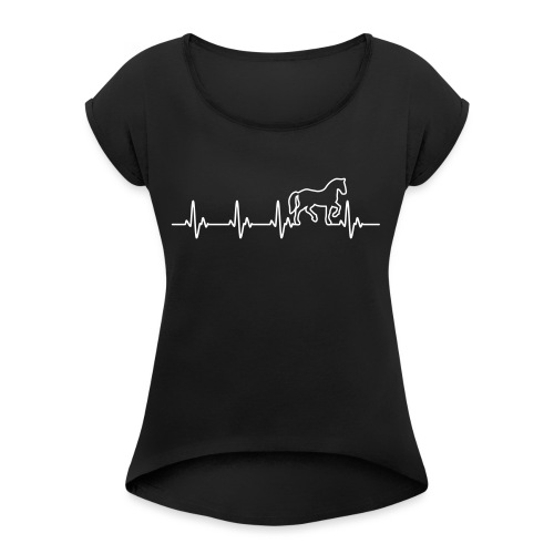 Vorschau: Horse Heartbeat - Frauen T-Shirt mit gerollten Ärmeln