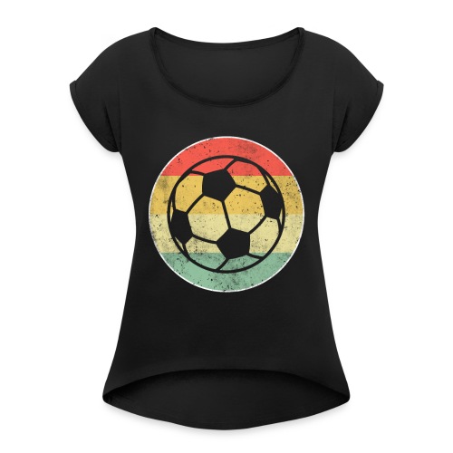 Fussball Retro - Frauen T-Shirt mit gerollten Ärmeln