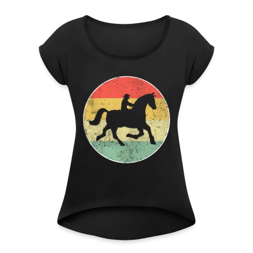 Pferd Reiten Reiter Retro Reitsport - Frauen T-Shirt mit gerollten Ärmeln