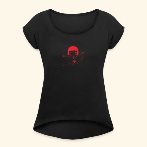 logo happy - T-shirt à manches retroussées Femme