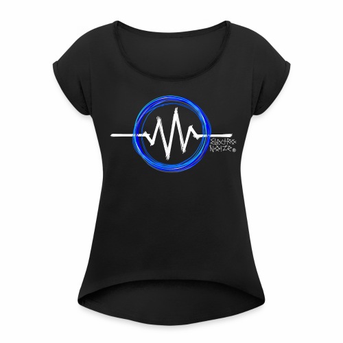 ElectroNoize Logo BLUE PX - Frauen T-Shirt mit gerollten Ärmeln