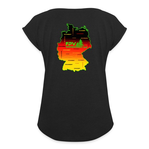 überall wohngibiit - Frauen T-Shirt mit gerollten Ärmeln