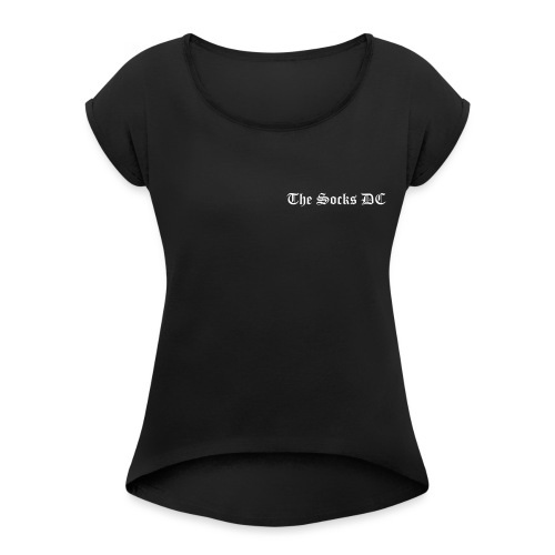 schriftzug_02_sw - Frauen T-Shirt mit gerollten Ärmeln