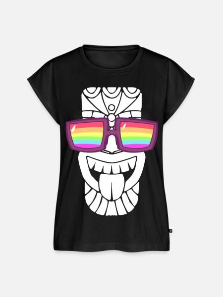 Sonnenbrille mit Regenbogenfahne - Frauen Premium Bio Top - Schwarz