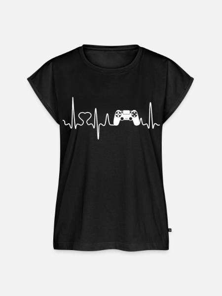 Gaming Heartbeat Videospiel - Frauen Premium Bio Top - Schwarz