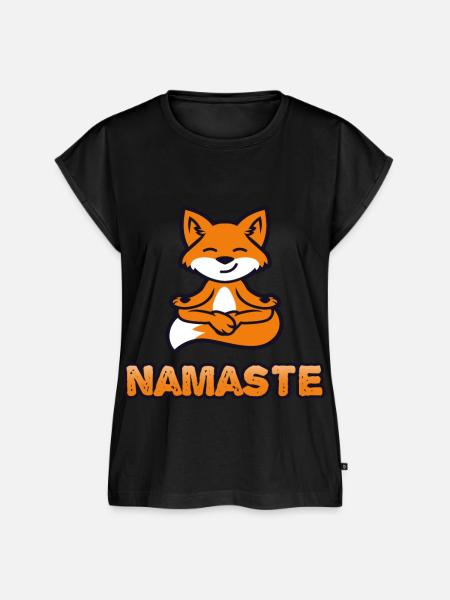 Fuchs Yoga Meditation Namaste - Frauen Premium Bio Top - Schwarz