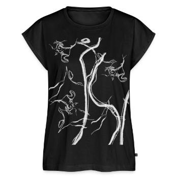 LINE ART - Frauen Premium Bio Top - Schwarz - Vorne - AI Model Female 172 light (172cm)