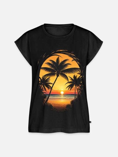 Sunset Beach - Frauen Premium Bio Top - Schwarz