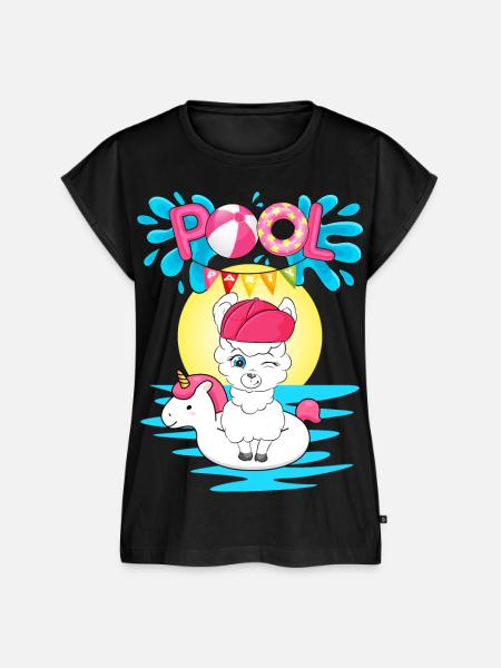 Alpaka Pool Party - Frauen Premium Bio Top - Schwarz