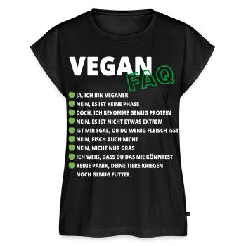 Vegan FAQ Design für Veganer und Veganerin - Frauen Premium Bio Top - Schwarz - Vorne - AI Model Female 172 light (172cm)