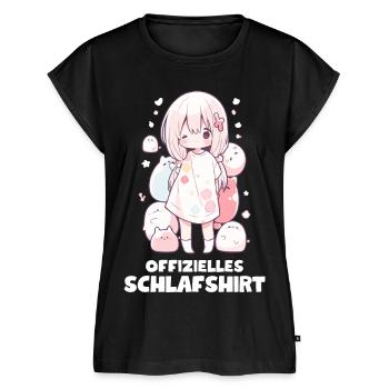 Kawaii Shirt Mädchen Niedliche Pyjama-Nachtwäsche - Frauen Premium Bio Top - Schwarz - Vorne - AI Model Female 172 light (172cm)