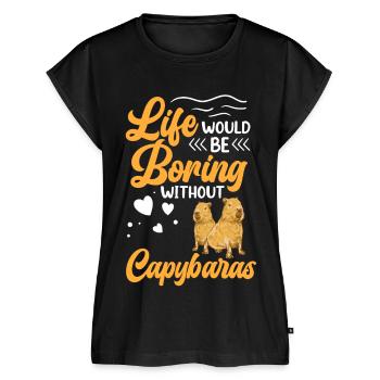 Capybara Leben ist langweilig ohne Capybara - Frauen Premium Bio Top - Schwarz - Vorne - AI Model Female 172 light (172cm)