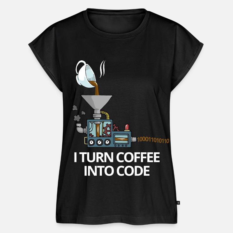 Programmeur de café en code informatique cadeau - Haut bio Premium Femme - noir