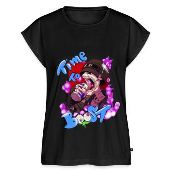 c’est le moment de booster Tshirt - Haut bio Premium Femme - noir - Devant - AI Model Female 172 light (172cm)
