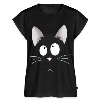 Katzenkopf I Katze Gesicht I Comic - Frauen Premium Bio Top - Schwarz - Vorne - AI Model Female 172 light (172cm)