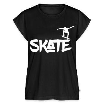 Skater Skate - Frauen Premium Bio Top - Schwarz - Vorne - AI Model Female 172 light (172cm)