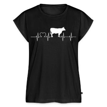 Kuh Herzschlag Landwirt - Frauen Premium Bio Top - Schwarz - Vorne - AI Model Female 172 light (172cm)