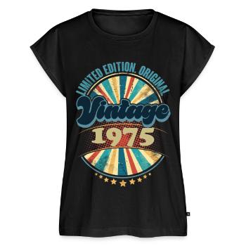 Geburtsjahr 1975 Geburtstag Vintage - Frauen Premium Bio Top - Schwarz - Vorne - AI Model Female 172 light (172cm)