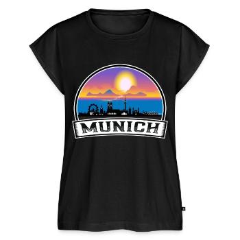 München Deutschland Skyline Vintage Sunset Travel Souve - Frauen Premium Bio Top - Schwarz - Vorne - AI Model Female 172 light (172cm)
