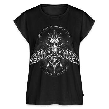 Insect Pattern Modèle d’insecte Psychédélique Bug Pattern - Haut bio Premium Femme - noir - Devant - AI Model Female 172 light (172cm)