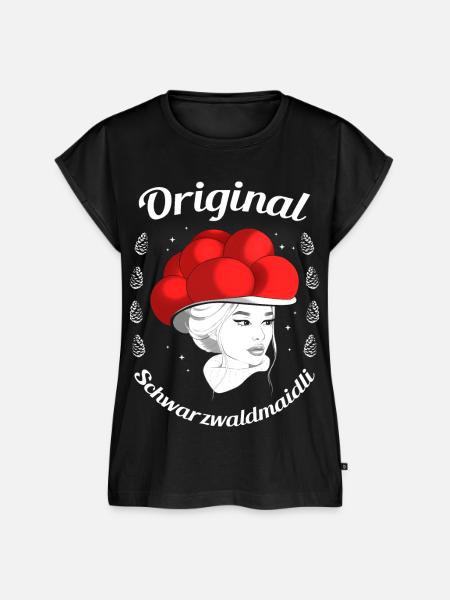 Original Schwarzwaldmaidli Bollenhut Schwarzwald - Frauen Premium Bio Top - Schwarz