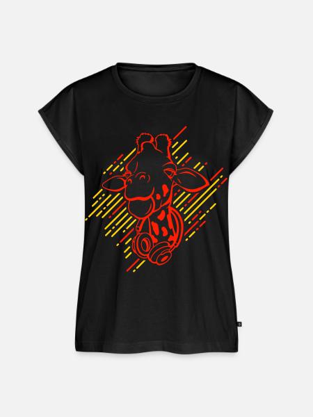 Coole Giraffe mit Kopfhörern - Frauen Premium Bio Top - Schwarz