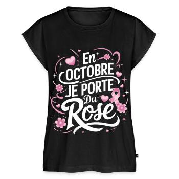 Rosa Oktober Kampf gegen Brustkrebs - Frauen Premium Bio Top - Schwarz - Vorne - AI Model Female 172 light (172cm)