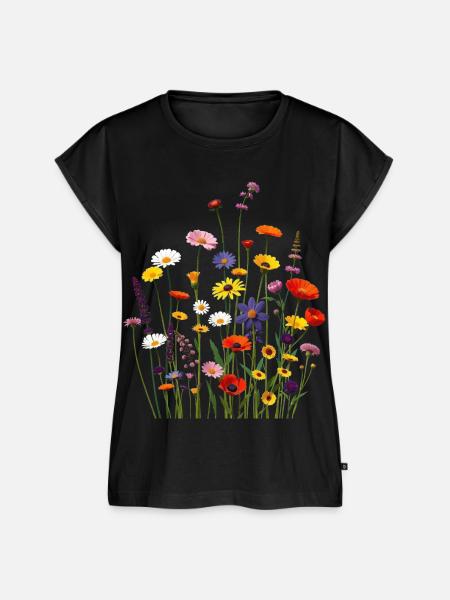 bunte Blumen - Frauen Premium Bio Top - Schwarz