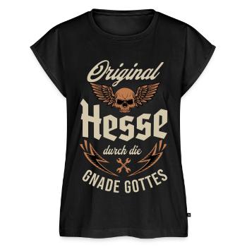 Original Hesse durch die Gnade Gottes - Frauen Premium Bio Top - Schwarz - Vorne - AI Model Female 172 light (172cm)