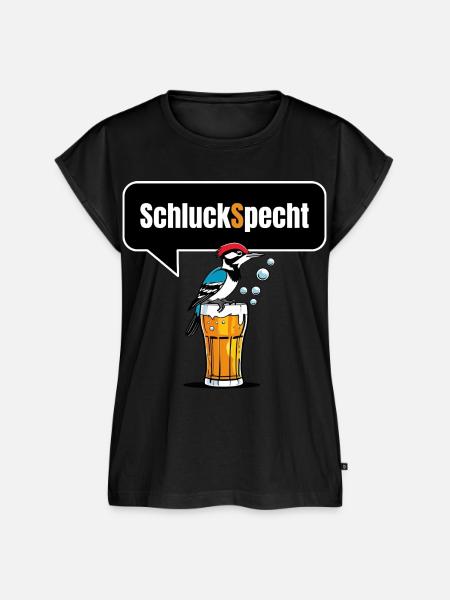 Lustiges Trinkspruch Shirt- SchluckSpecht - Frauen Premium Bio Top - Schwarz
