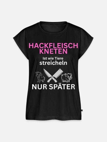 Fleisch Esser - Tiere streicheln-nur Später - Frauen Premium Bio Top - Schwarz