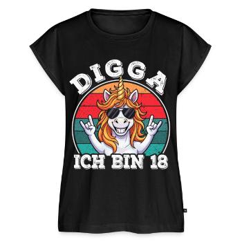 18. Geburtstag 18er 18ter Digga Ich bin 18 Jahre - Frauen Premium Bio Top - Schwarz - Vorne - AI Model Female 172 light (172cm)