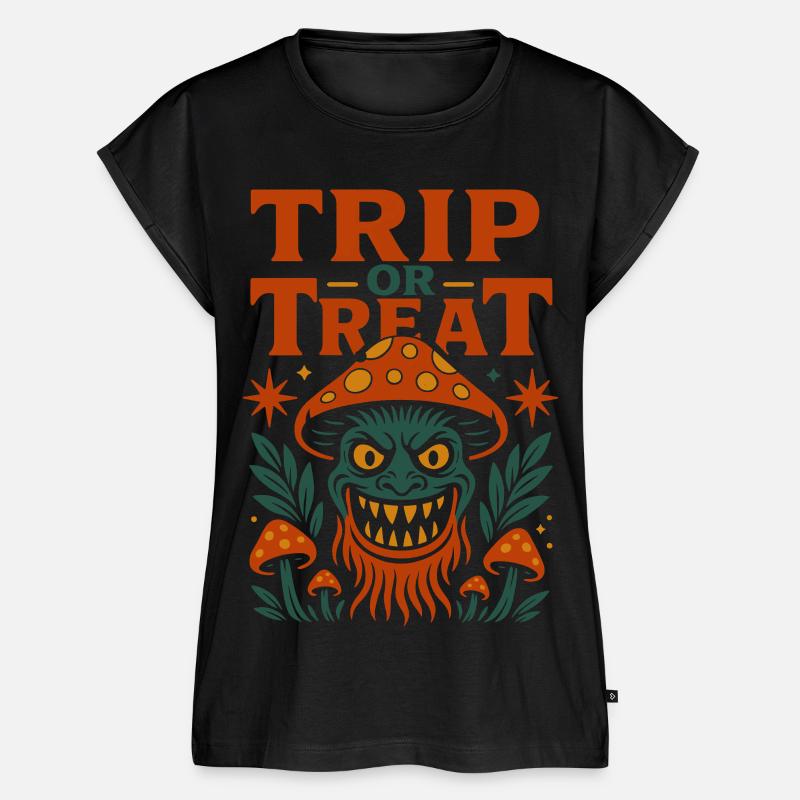 Trip oder Treat Psychedelisches Pilzmonster - Frauen Premium Bio Top - Schwarz