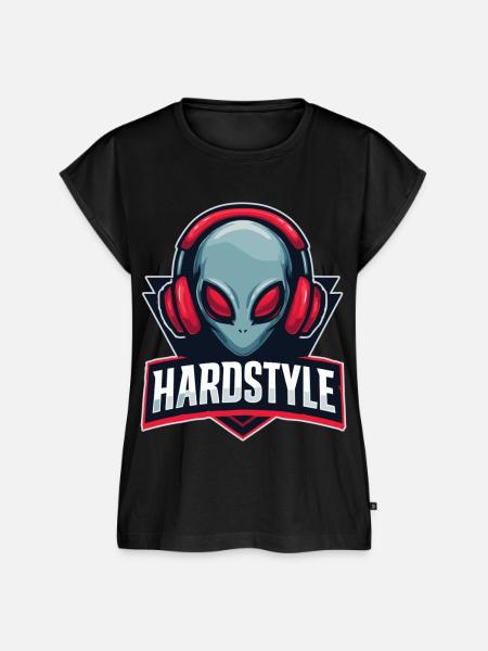 HARDSTYLE Alien Kopfhörer Motiv - Frauen Premium Bio Top - Schwarz