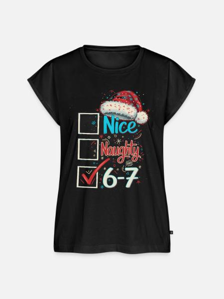 Nice Naughty 6 7 Weihnachten - Frauen Premium Bio Top - Schwarz