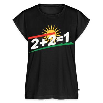 Sonnenlogo 2+2=1 Statement, kurdistan - Frauen Premium Bio Top - Schwarz - Vorne - AI Model Female 172 light (172cm)