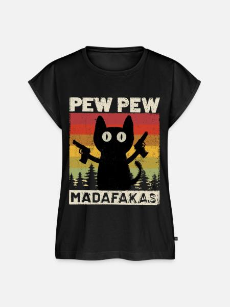 Pew Pew Katze - Frauen Premium Bio Top - Schwarz