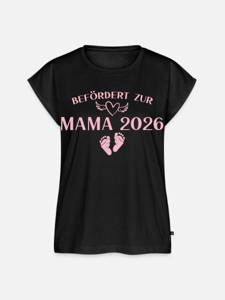 Mutterschaft 2026 Befördert zur Mama - Frauen Premium Bio Top - Schwarz
