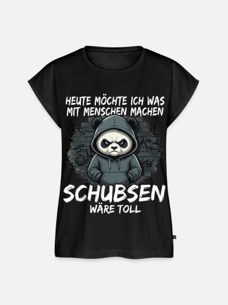 Grimmiger Panda – Sarkastisches Schubsen - Frauen Premium Bio Top - Schwarz