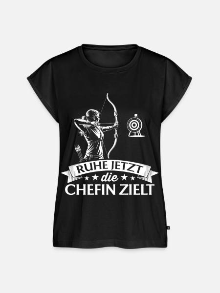 Bogenschießen die Chefin zielt - Bogenschützin - Frauen Premium Bio Top - Schwarz