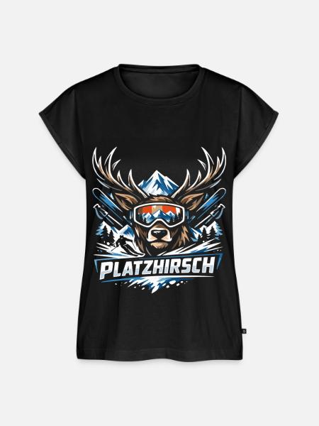 Platzhirsch Ski Hirsch - Frauen Premium Bio Top - Schwarz
