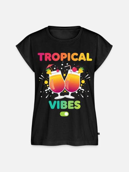 Tropical Vibes Cocktails Urlaub - Frauen Premium Bio Top - Schwarz